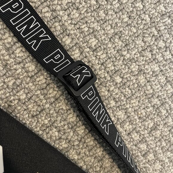 NWT Victorias Secret Pink Cooler Sling Can  Insulated Carrier Good Vibes Black - Picture 5 of 6